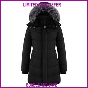 Women's Long Hooded Puffer Jacket Warm Quilted Winter Coat Plus Size